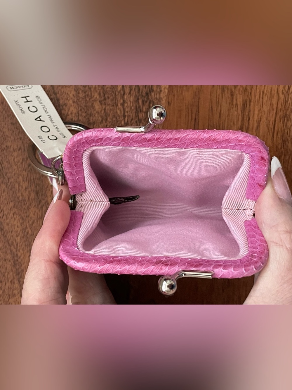 COACH Tan Signature Patchwork Kisslock Coin Purse - Picture 5 of 5
